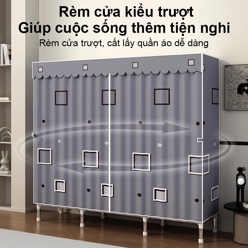 𝐎𝐥𝐢𝐟𝐞 Tủ Vải Khung Thép Titan Tủ Đựng Quần Áo Lắp Ráp Đa Năng Tủ Quần Áo Tiện Lợi