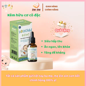 Kẽm Ăn Ngon Cho Bé SOLECHILD BiZinC 30ml Giúp Bé Ăn Nhiều Tăng Cân, Đề Kháng Khỏe, Giảm Ốm Vặt