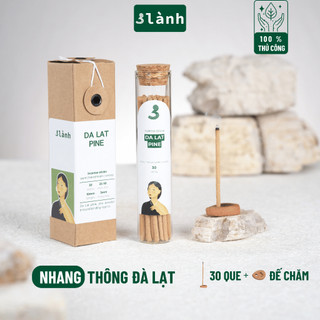 Nhang Thủ Công Thông Đà Lạt 3 Lành Hộp 30 Que Xông Thơm 100 % Tự Nhiên Không Hóa Chất Tặng Kèm Đế Chăm