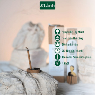 Nhang Thủ Công Thông Đà Lạt 3 Lành Hộp 30 Que Xông Thơm 100 % Tự Nhiên Không Hóa Chất Tặng Kèm Đế Chăm