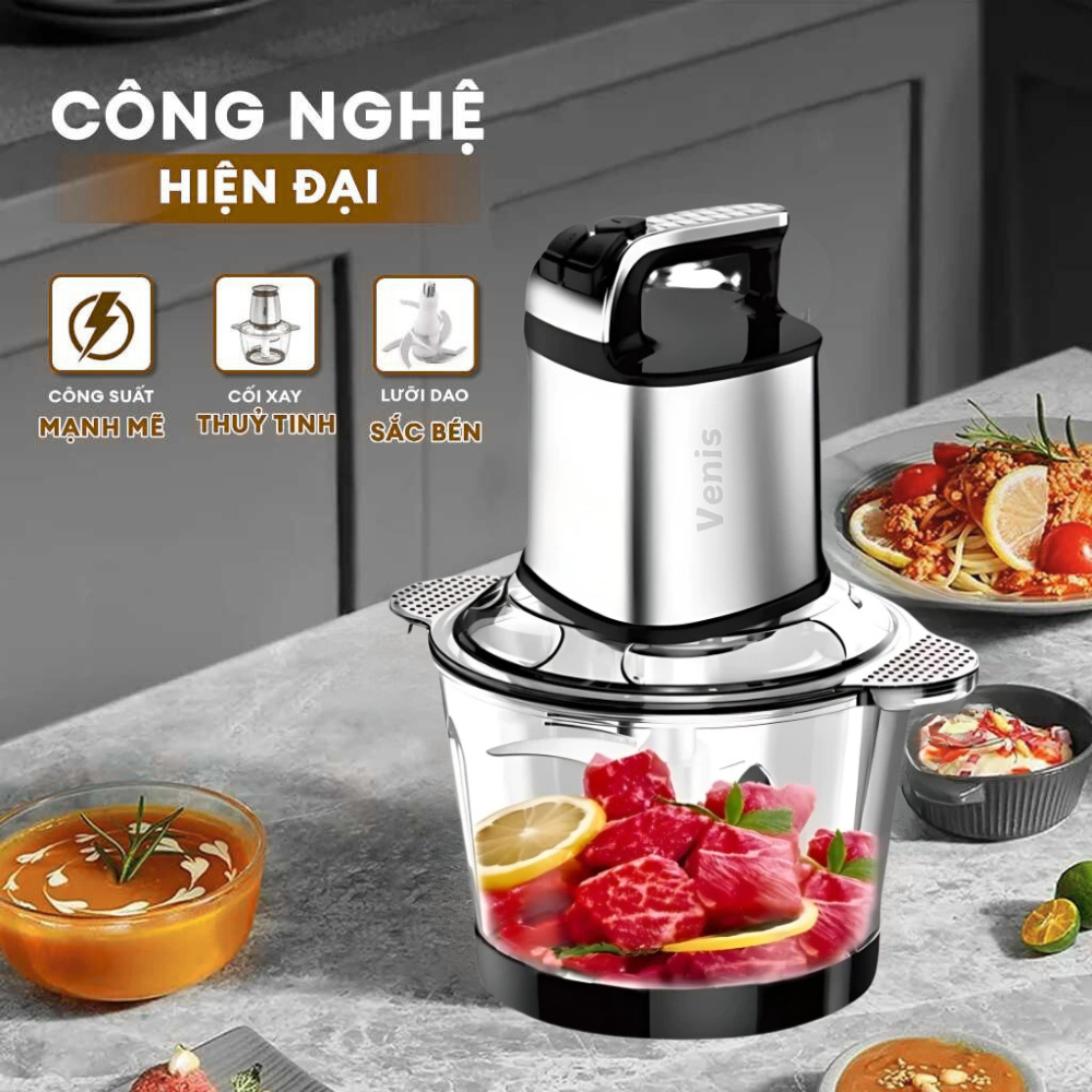 [TTT] Máy Xay Thịt Inox 304 Cao Cấp 2 Lít – 4 Dao Kép Siêu Sắc, Xay Nhanh Mạnh 300W - ảnh 7