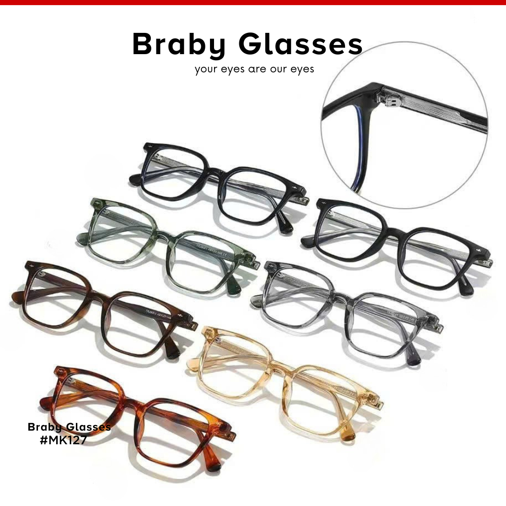 Gọng Kính Cận Dẻo Vuông Nam Nữ Braby Glasses Chất Liệu Nhựa Dẻo Siêu Nhẹ Thiết Kế Sang Trọng MK127