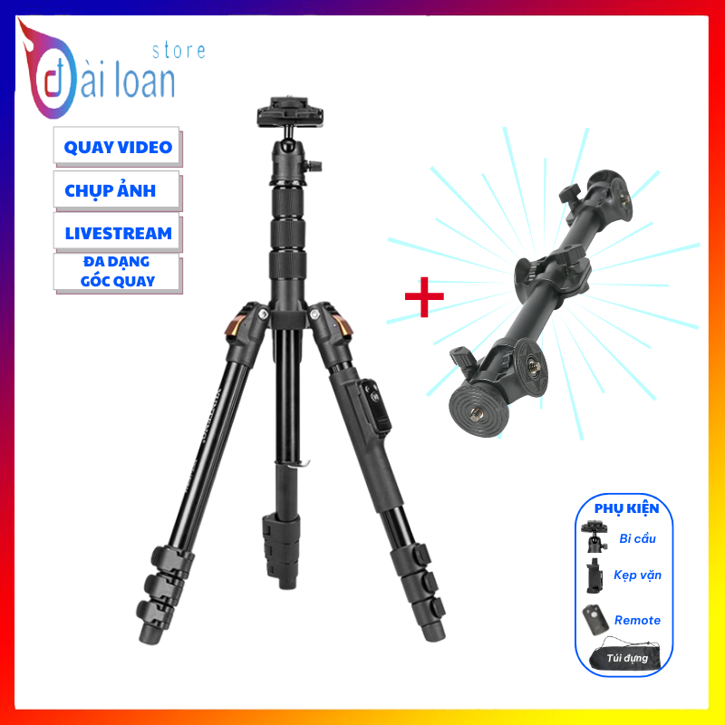Combo Tripod Yunteng VCT-180 Kèm Thanh Ngang VCT-369 – Phụ Kiện Quay Chụp Từ Trên Cao, Góc Đẹp Chuyên Nghiệp