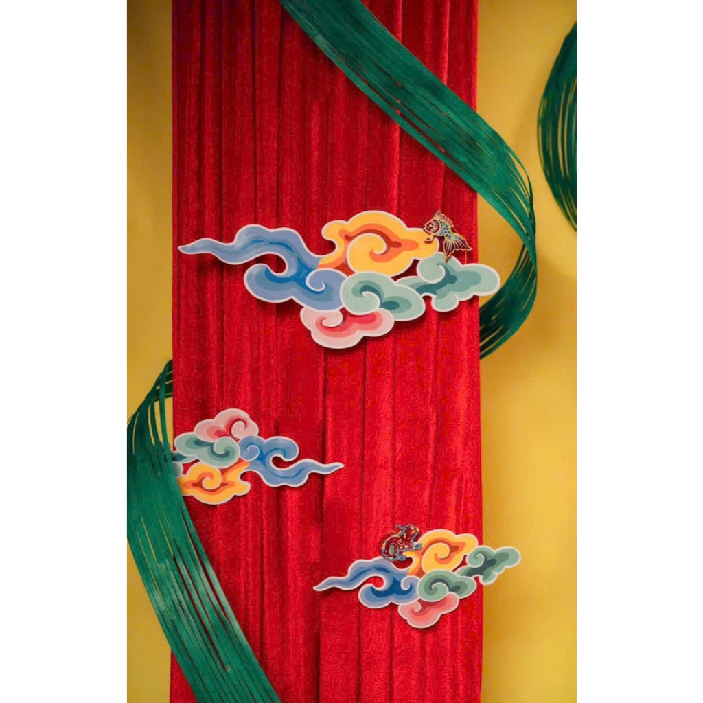 Bộ 3 mây màu 2 thỏ  trang trí trung thu