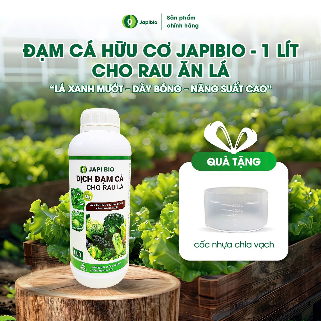 Đạm Cá Hữu Cơ JapiBio 1L – Nguyên Chất Không Mùi, Kích Rễ Nuôi Lá, Rau Xanh Mướt Đồng Đều