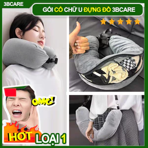 Gối kê cổ chữ U A16 3Bcare kiêm gối tựa cổ đi máy bay có thể thay thế túi xách đựng hành lý nhỏ