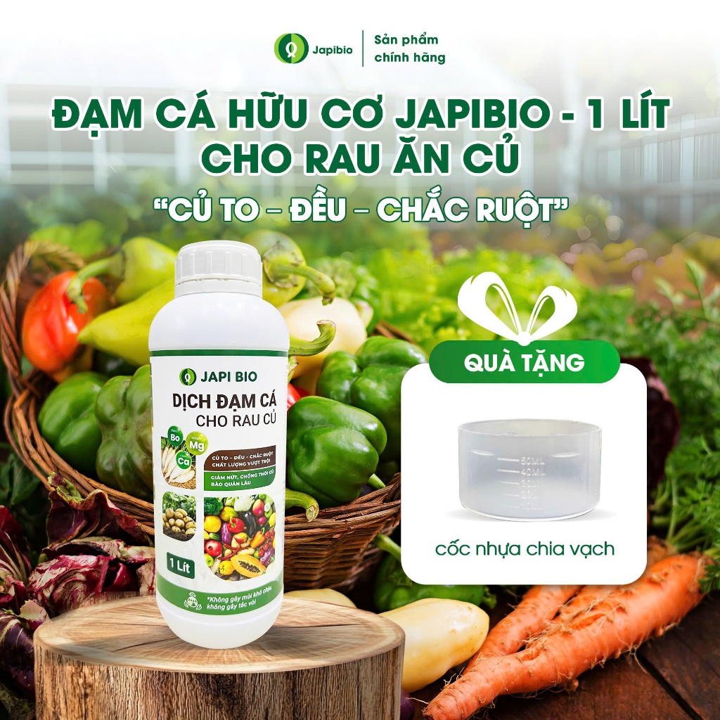 Đạm Cá Hữu Cơ JapiBio 1L – Phân Bón Nguyên Chất Không Mùi, Kích Rễ Nuôi Lá, Nuôi Củ Đều Đẹp