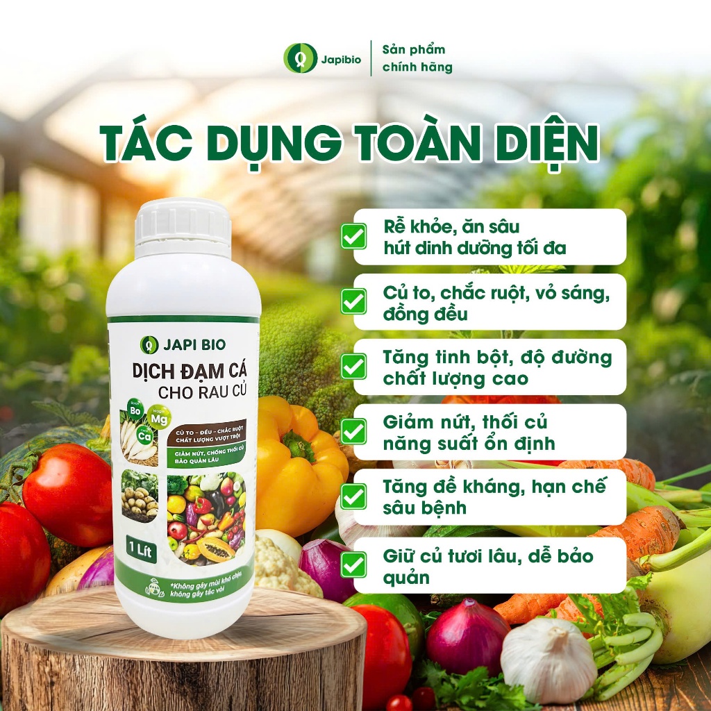 Đạm Cá Hữu Cơ JapiBio 1L – Phân Bón Nguyên Chất Không Mùi, Kích Rễ Nuôi Lá, Nuôi Củ Đều Đẹp