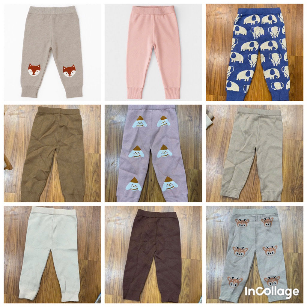 Quần len bé trai bé gái mặc thu đông mềm ấm L094 size 9-18m (6-11kg) co giãn thoải mái