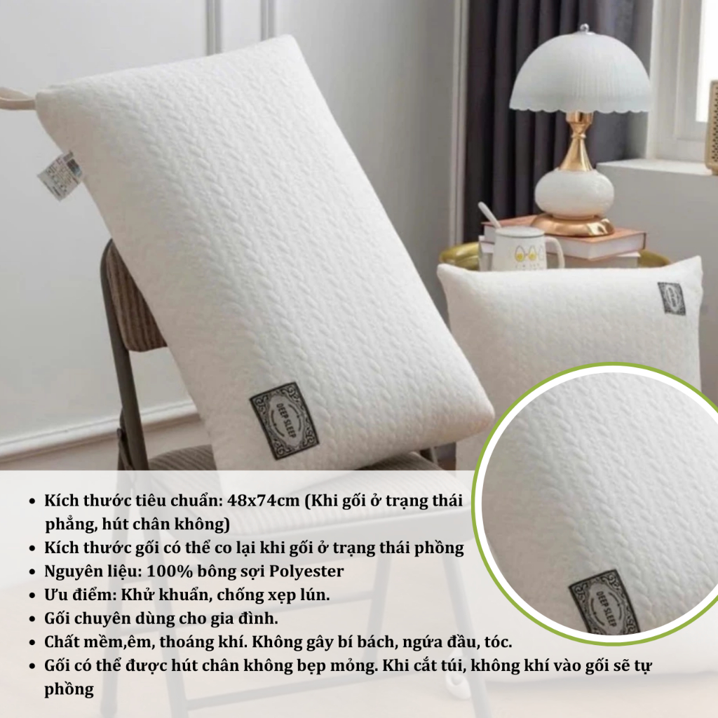 COMBO 2 Ruột Gối Nỉ Lúa Mạch Cao Cấp 48x74cm An Như Bedding