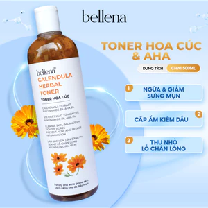 Toner Nước Cân Bằng Hoa Cúc Bellena Chamomile Herbal Toner Làm Dịu Cấp Ẩm Cho Da Phù Hợp Da Dầu Mụn 500ml