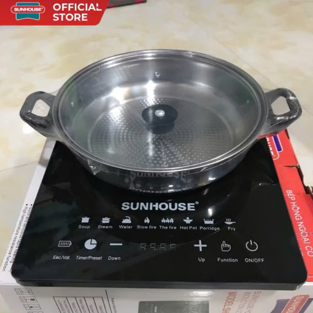 Bếp Từ Cảm Ứng SUN HOUSE 2200W , Bếp Điện Từ Hồng Ngoại Kèm Nồi Sunhous_Pro
