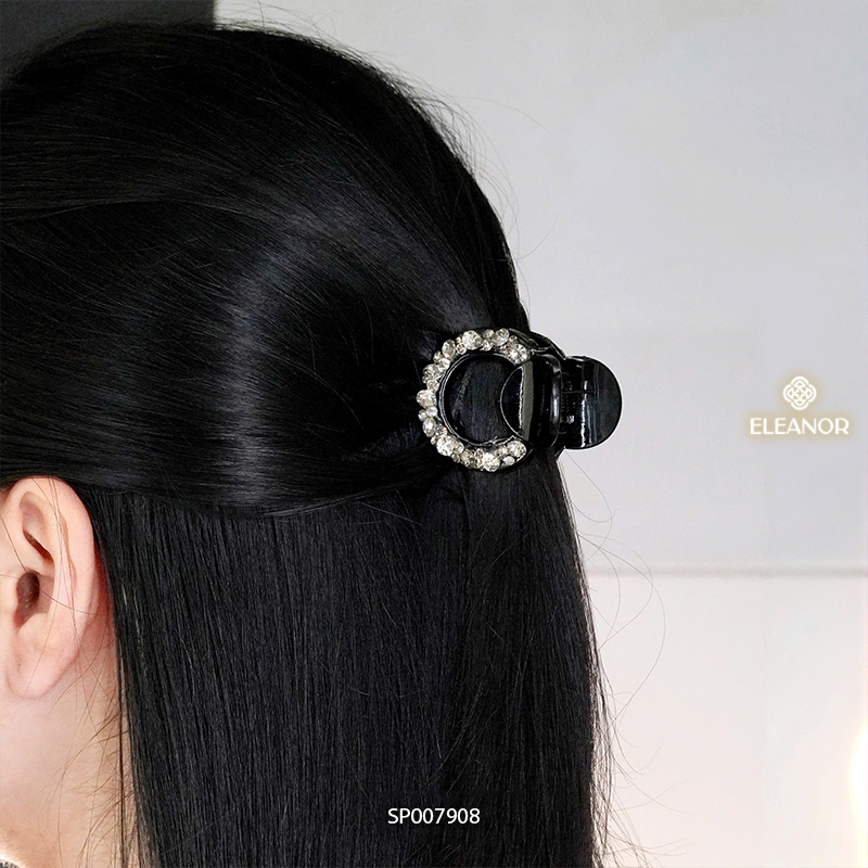 Kẹp tóc nữ càng cua Eleanor Accessories viền tròn trơn kẹp tóc đính đá phụ kiện tóc 7908