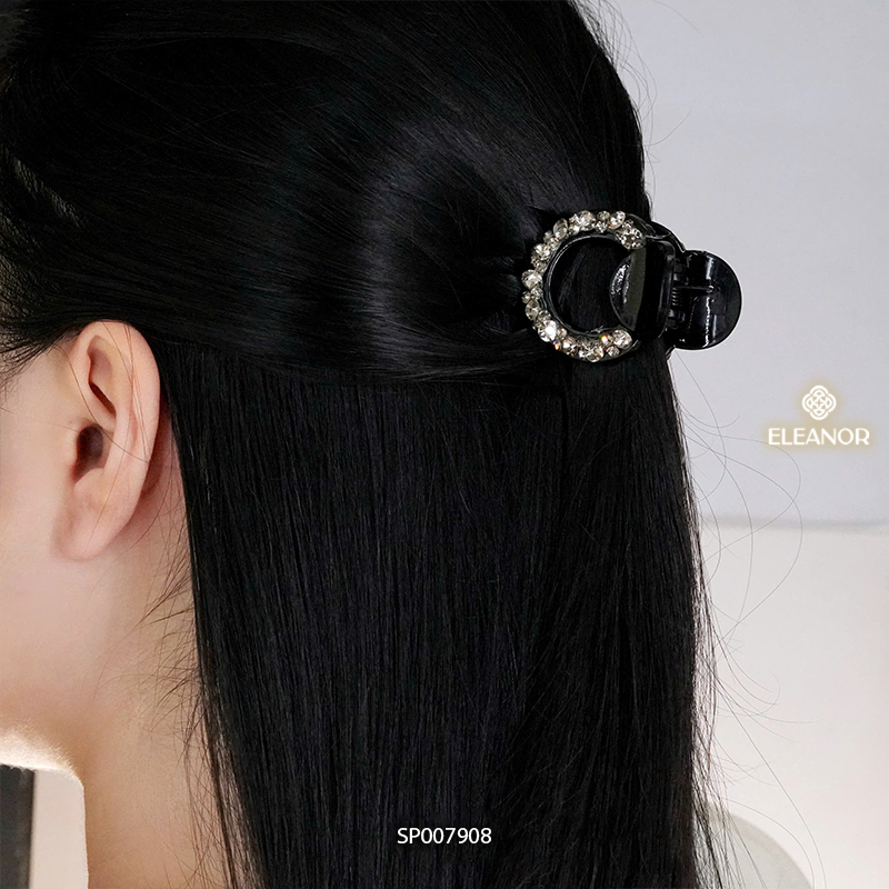 Kẹp tóc nữ càng cua Eleanor Accessories viền tròn trơn kẹp tóc đính đá phụ kiện tóc 7908