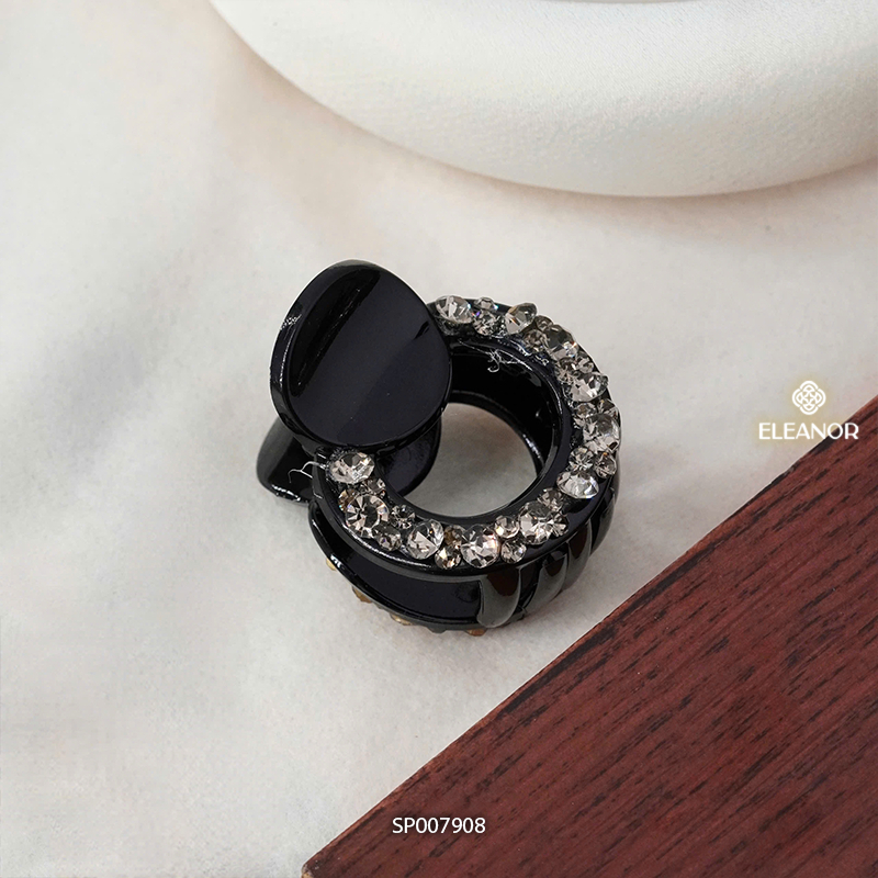 Kẹp tóc nữ càng cua Eleanor Accessories viền tròn trơn kẹp tóc đính đá phụ kiện tóc 7908