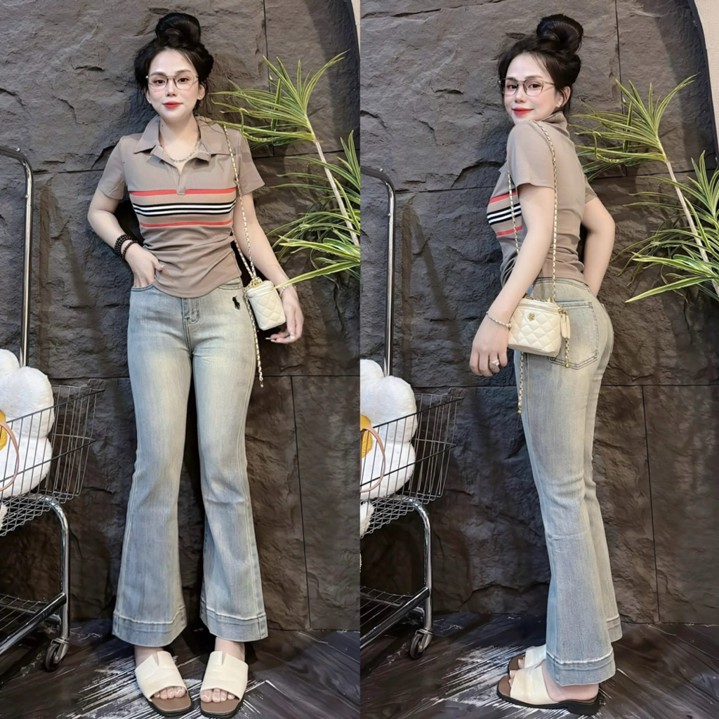 [ Có size 38kg - 58kg ]Áo thun nữ Pô Lô Sọc viên trước PHOM ÔM ( Pô Lô Viền B 151 ) Polo Top