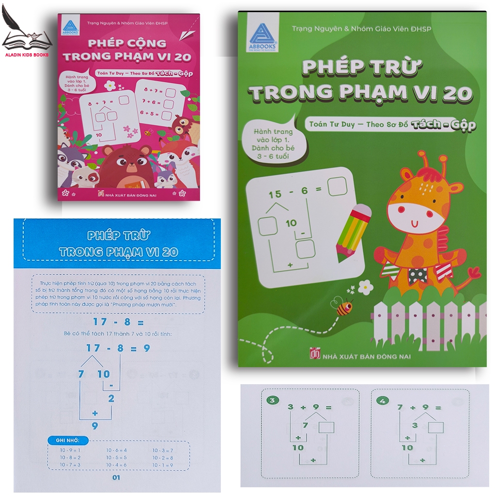 Sách- Toán Tư Duy Bộ 2 Quyển Phép Cộng Trừ Trong Phạm Vi 20 Theo Sơ Đồ Tách Gộp- Dành Cho 3-6 Tuổi