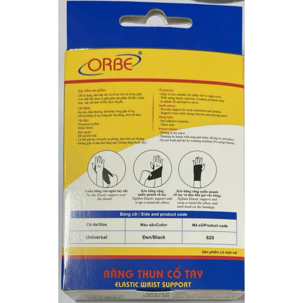 Băng thun cổ tay Orbe, băng quấn cổ tay.