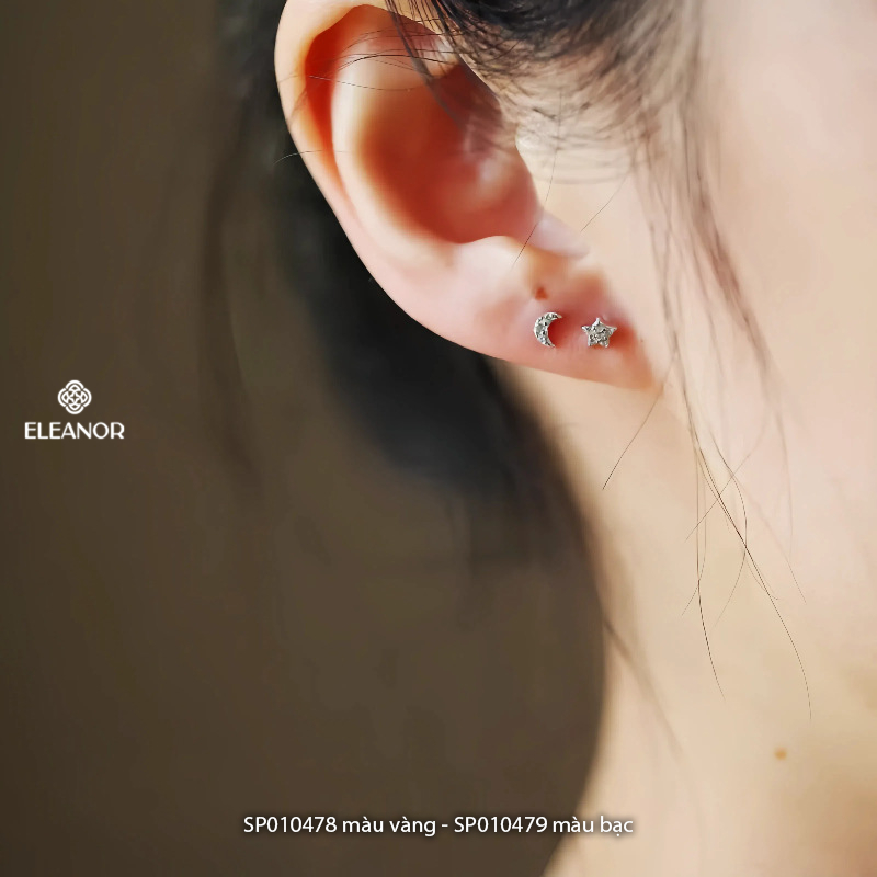 Bông tai nữ chuôi bạc 925 Eleanor Accessories ngôi sao đính đá phụ kiện trang sức khuyên tai 10478
