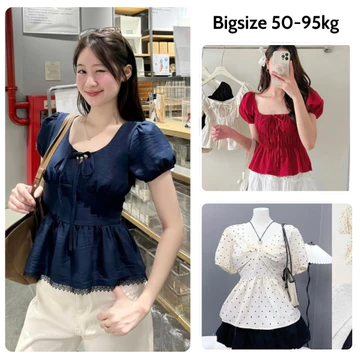 Women's Plus-size Top Babydoll Peplum Chubby – 92 kg
