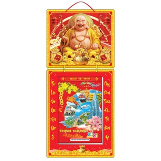 Lịch tết 2026, bìa gấp giữa kt 30x65cm gắn bloc 20x30cm