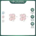 Khuyên tai bạc nữ TLEE cỏ bốn lá cánh tim đính đá đa sắc thu hút may mắn TLEE JEWELRY B0637 — ảnh 1