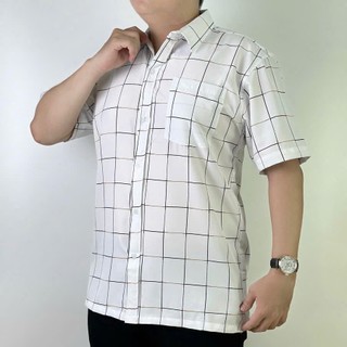 Áo sơ mi Bigsize Caro ngắn tay có túi, chất vải lụa hàn chống nhăn