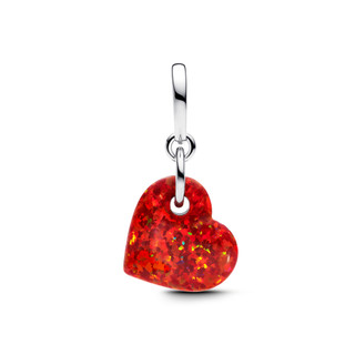 Charm Bạc Treo Pandora Trái Tim Đá Opal Đỏ - Nốt Nhấn Tình Yêu