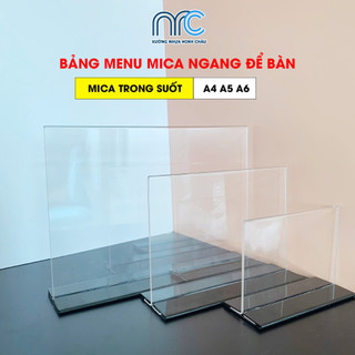 (Xuất hoá đơn VAT) Mica trong suốt  A4, A5, A6 ngang, Bảng mica để bàn cao cấp, Bảng quét QR