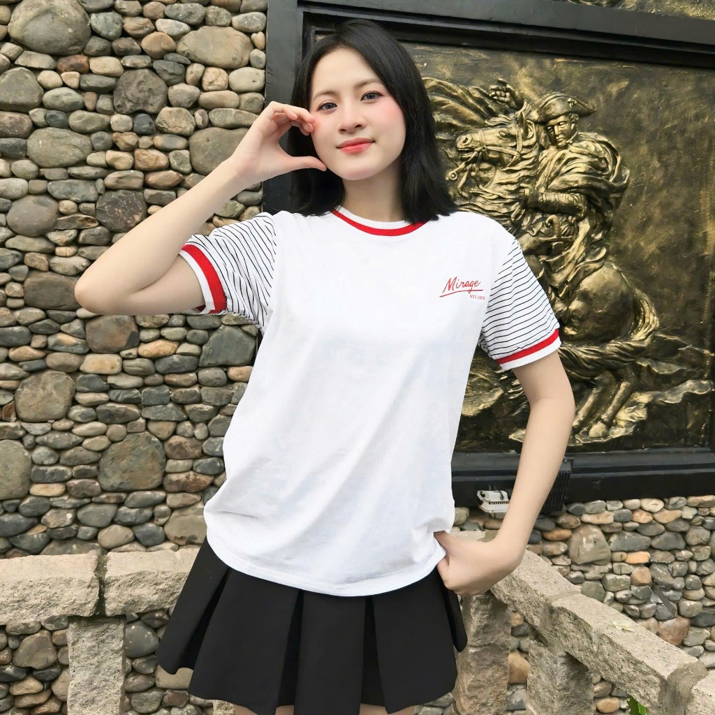 Áo Thun Mirage Họa Tiết Sọc Tay Local Brand Chất 100% Cotton Mềm Mịn Thoáng Mát.