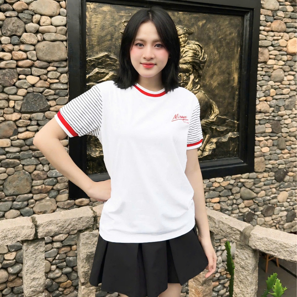 Áo Thun Mirage Họa Tiết Sọc Tay Local Brand Chất 100% Cotton Mềm Mịn Thoáng Mát.