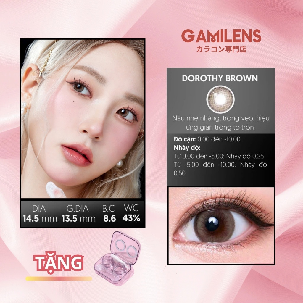 Lens cấp ẩm 3 tháng 14.5mm DOROTHY BROWN gamilens