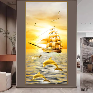 Tranh Thuận Buồm Xuôi Gió May Mắn Tài Lộc Tráng Gương Cao Cấp - OHA Decor