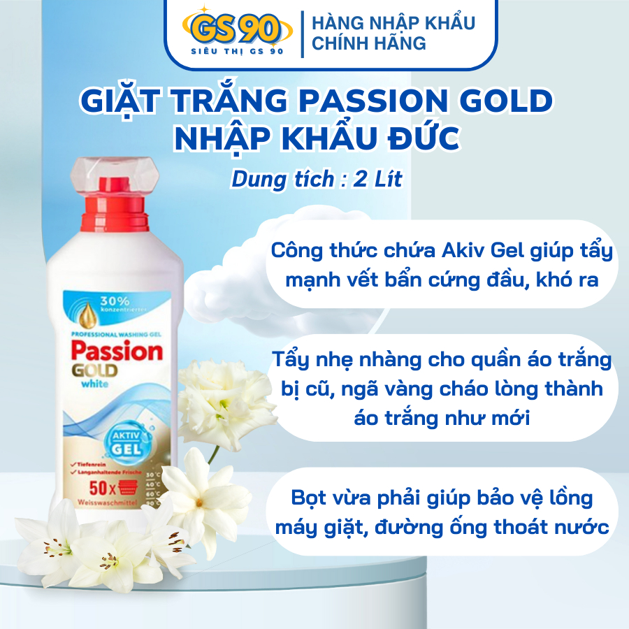 Nước Giặt Passion Gold 2 Lít Làm Sạch Và Chăm Sóc Sợi Vải Nhập Khẩu Đức