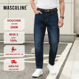 Quần jean nam Masculine cao cấp, dáng beggy thời thượng, chất vải dày dặn - MJB24.3