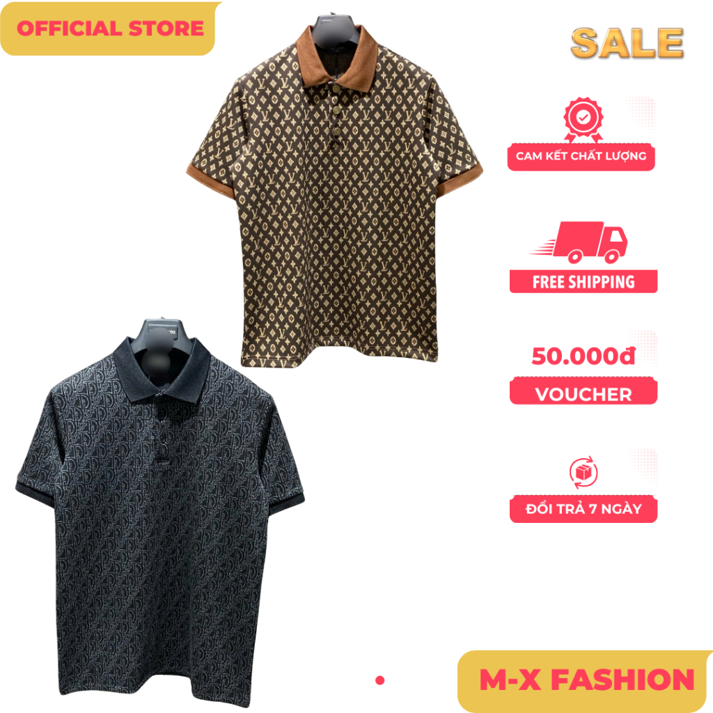 ÁO polo nam cổ tròn họa tiết tay ngắn phong cách trẻ trung chuẩn from