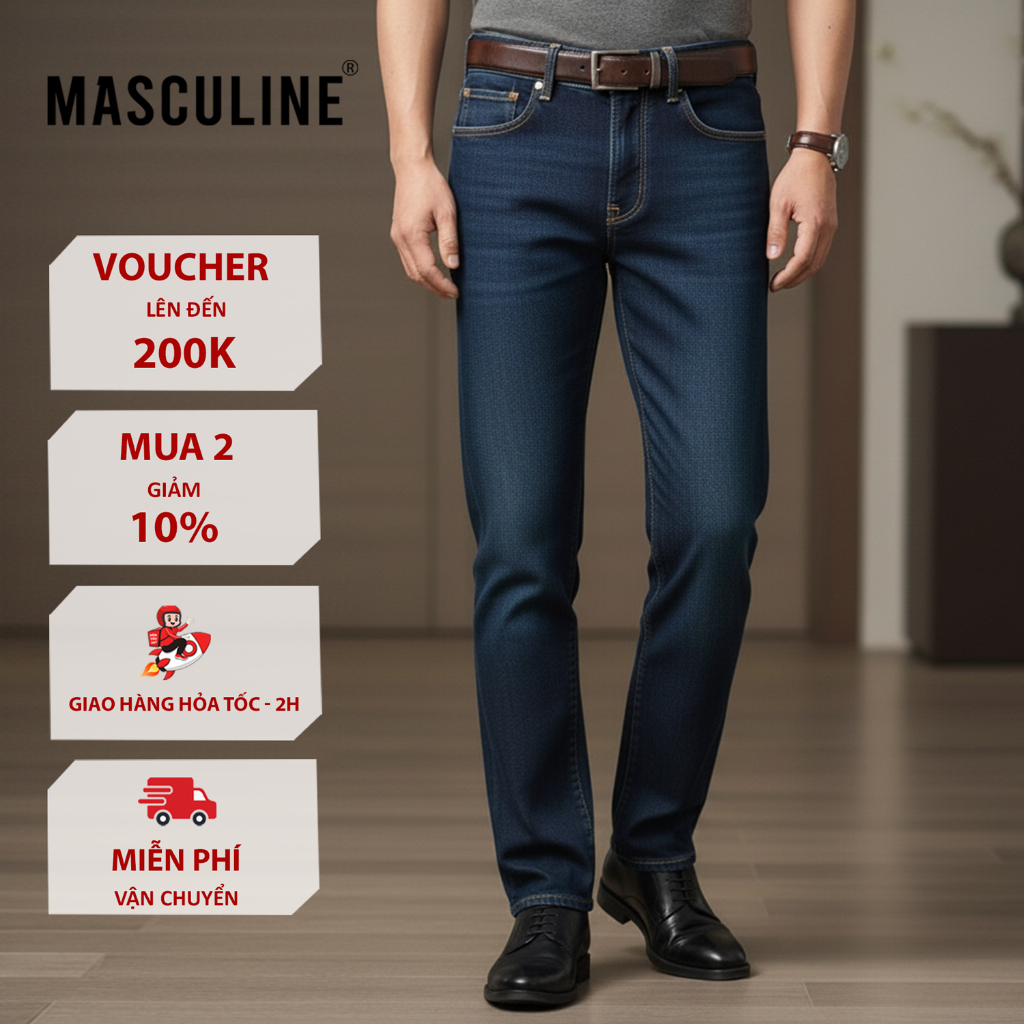 Quần jeans trung tuổi nam Masculine cao cấp, may chắc chắn, chất vải dày dặn, tôn dáng -MJRC24.1