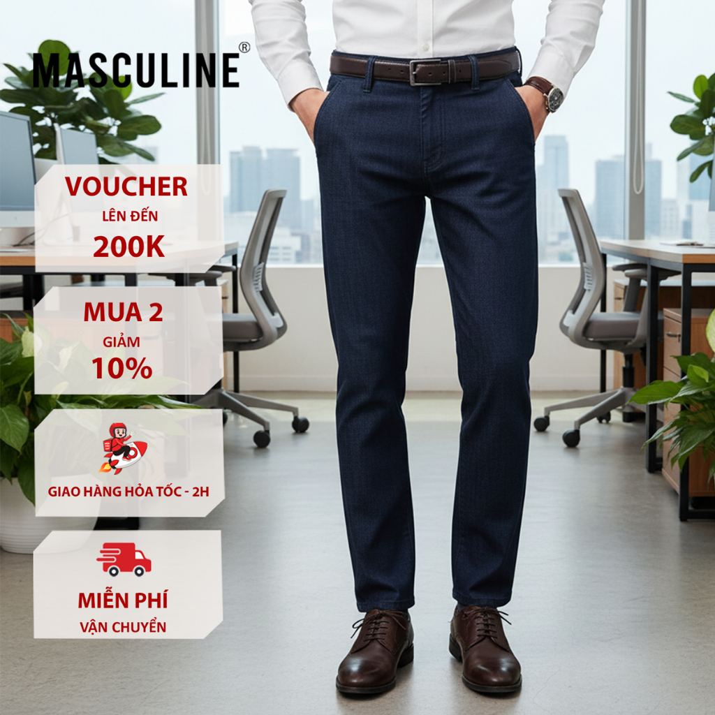 Quần jeans trung tuổi nam Masculine cao cấp, đường may chắc chắn, chất vải dày dặn - MJRC24.4