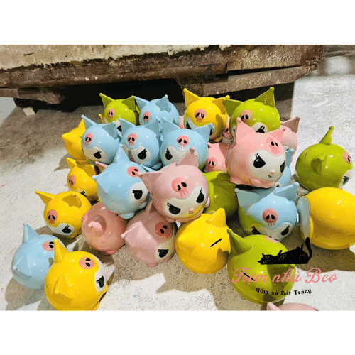 Heo Đất Kuromi Bát Tràng – Ống Heo Tiết Kiệm Gốm Sứ Dễ Thương, Trang Trí & Quà Tặng Cho Bé 🐷🎀
