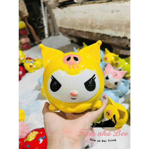 Heo Đất Kuromi Bát Tràng – Ống Heo Tiết Kiệm Gốm Sứ Dễ Thương, Trang Trí & Quà Tặng Cho Bé 🐷🎀
