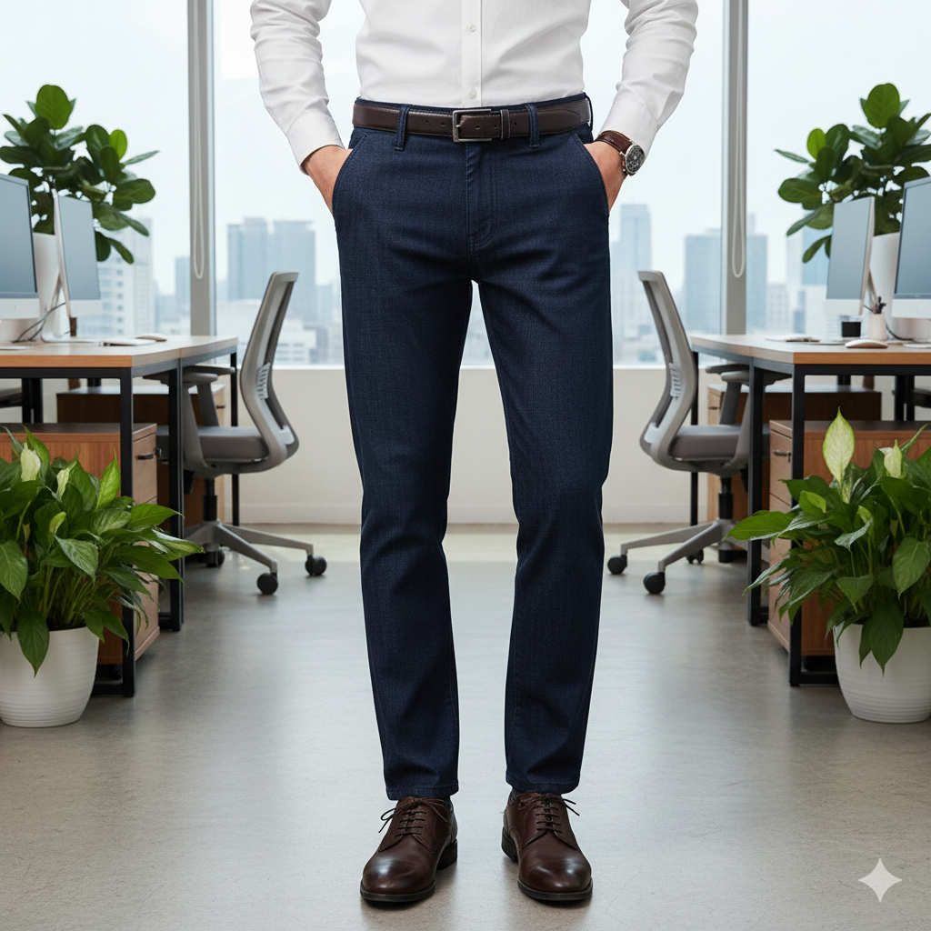 Quần jeans trung tuổi nam Masculine cao cấp, đường may chắc chắn, chất vải dày dặn - MJRC24.4