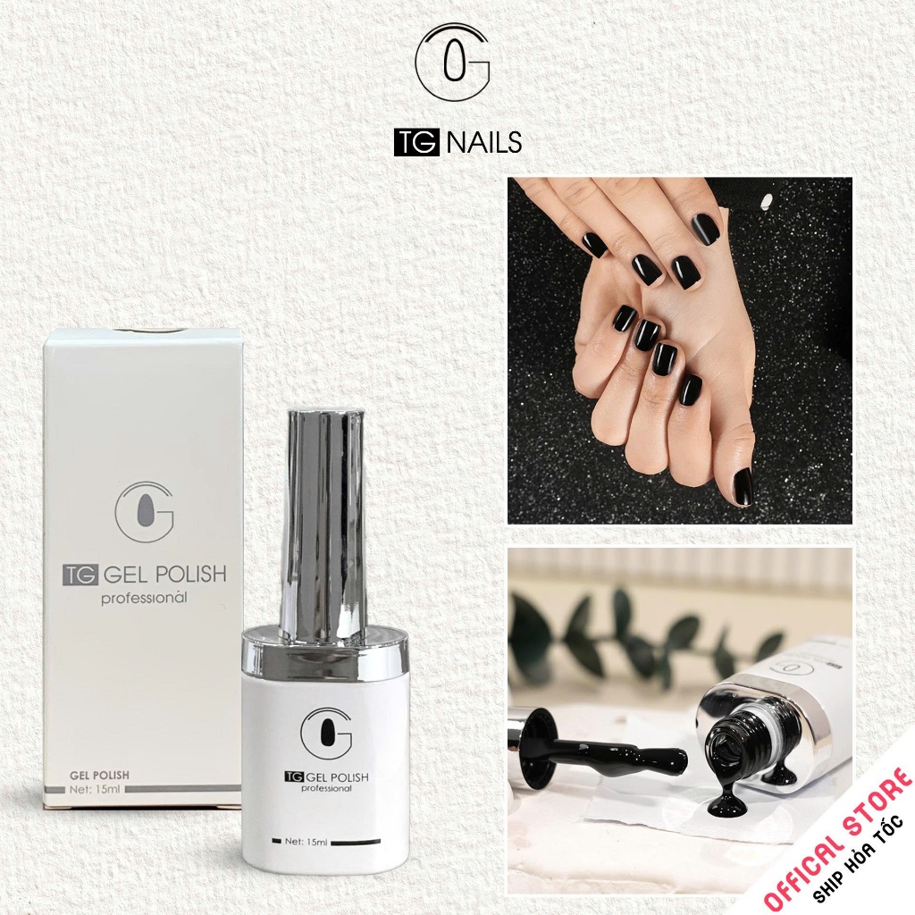 Sơn gel màu đen tuyền hãng TG cọ tròn lọ 10g