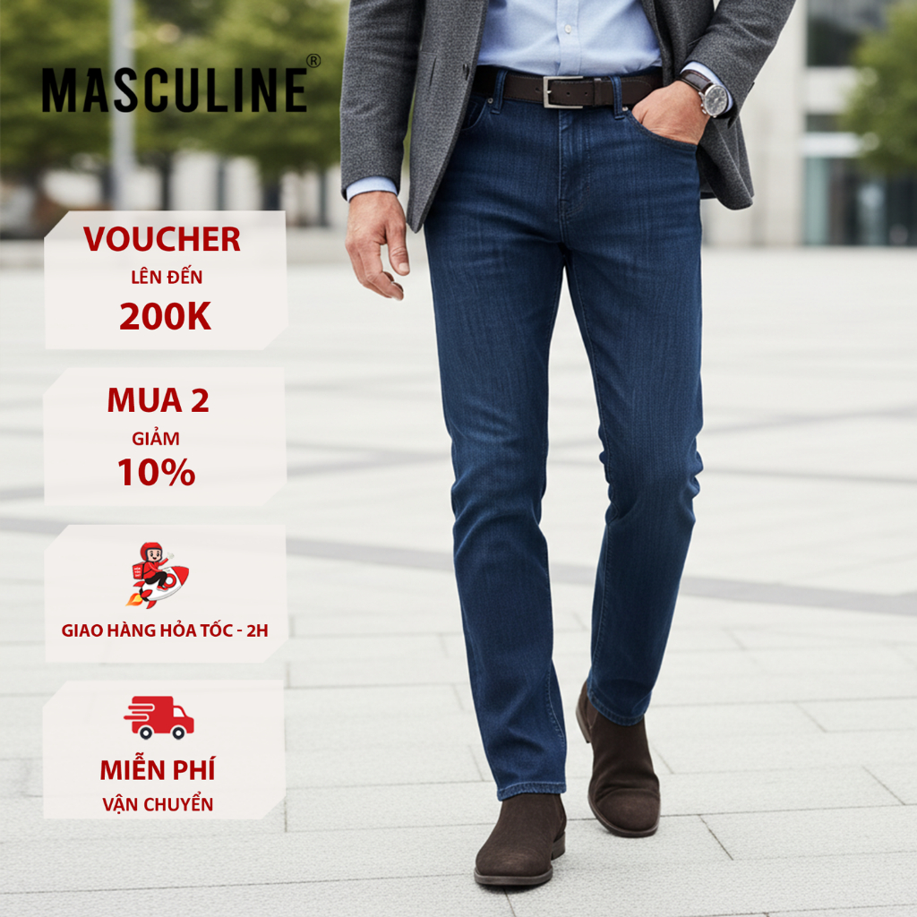 Quần jeans truong tuổi nam Masculine cao cấp, dáng trưởng thành, lịch lãm - MJRC24.5