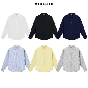 Áo Sơ Mi Tay Dài Local Brand VIBESTU Áo Sơ Mi Nam Nữ Form Oversize Chất Liệu Oxford