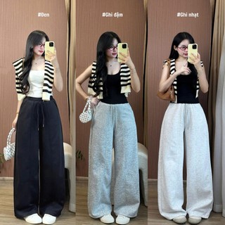 Quần Nỉ Nữ Ống Rộng Phối Gân 247store Chất Nỉ 2 Da Dày Dặn Form Rộng Mặc Đi Học Đi Làm Đi Chơi Quanni243