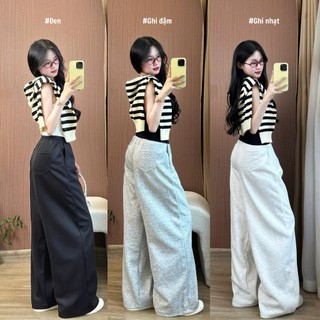 Quần Nỉ Nữ Ống Rộng Phối Gân 247store Chất Nỉ 2 Da Dày Dặn Form Rộng Mặc Đi Học Đi Làm Đi Chơi Quanni243