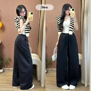 Quần Nỉ Nữ Ống Rộng Phối Gân 247store Chất Nỉ 2 Da Dày Dặn Form Rộng Mặc Đi Học Đi Làm Đi Chơi Quanni243