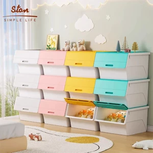 STON Hộp Đựng Đồ Chơi Nắp Lật hộp đựng quần áo đồ Hộp lưu trữ gia dụng Có Bánh Xe