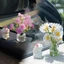 Set mô hình thỏ và bình hoa dễ thương decor xe hơi, trang trí taplo ô tô, bàn học, bàn làm việc
