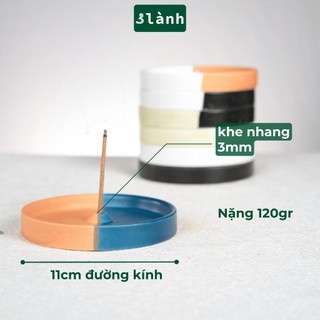 Đĩa Hứng Nhang Thủ Công 3 Lành Bằng Gốm Tối Giản Màu Đối Xứng Phong Cách Thiền Nhật Đựng Tàn Nhang